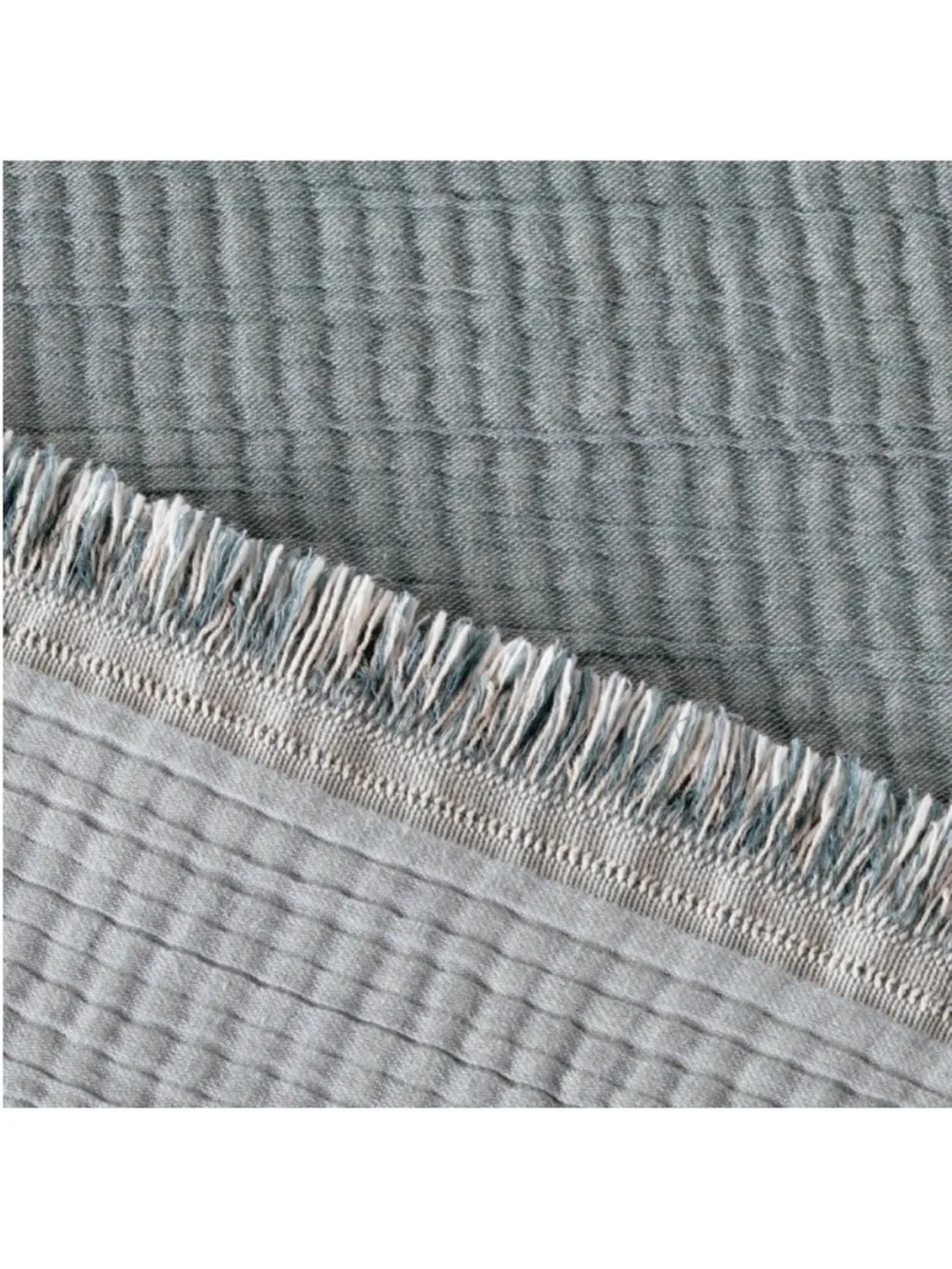 NWT King Reversible Textured Cotton Chambray Coverlet Dark Teal Blue - Casaluna